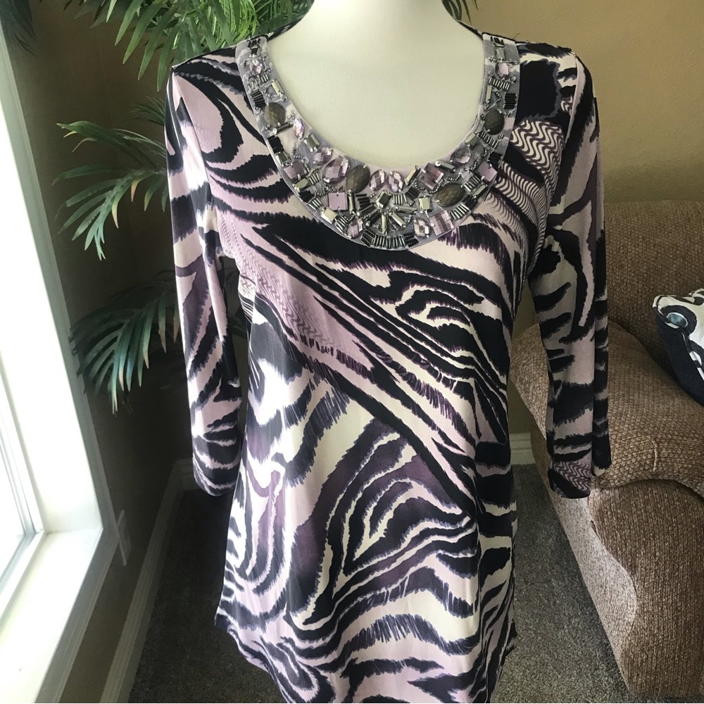Chicos purple beaded stretch top